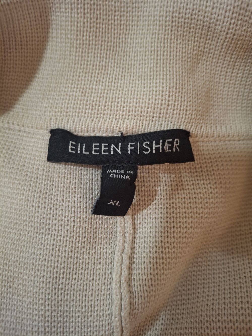 Eileen Fisher Cream Long-Sleeve Knit Midi Dress with Soft Collar - Picture 3 of 5